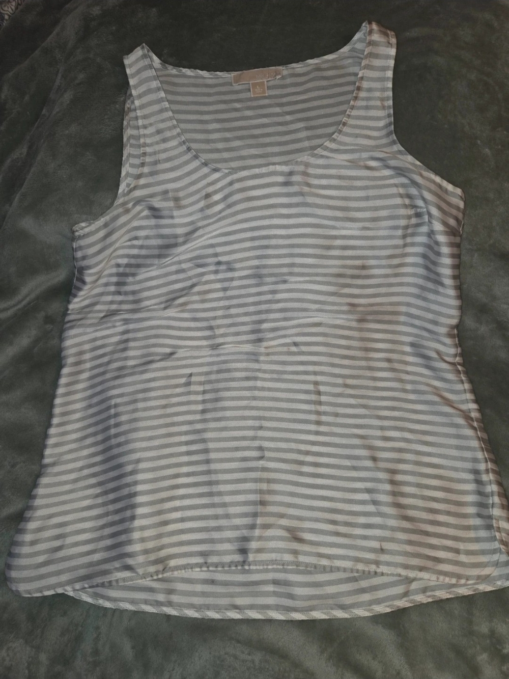 Michael Kors Gray & White Striped Scoop Neck Tank